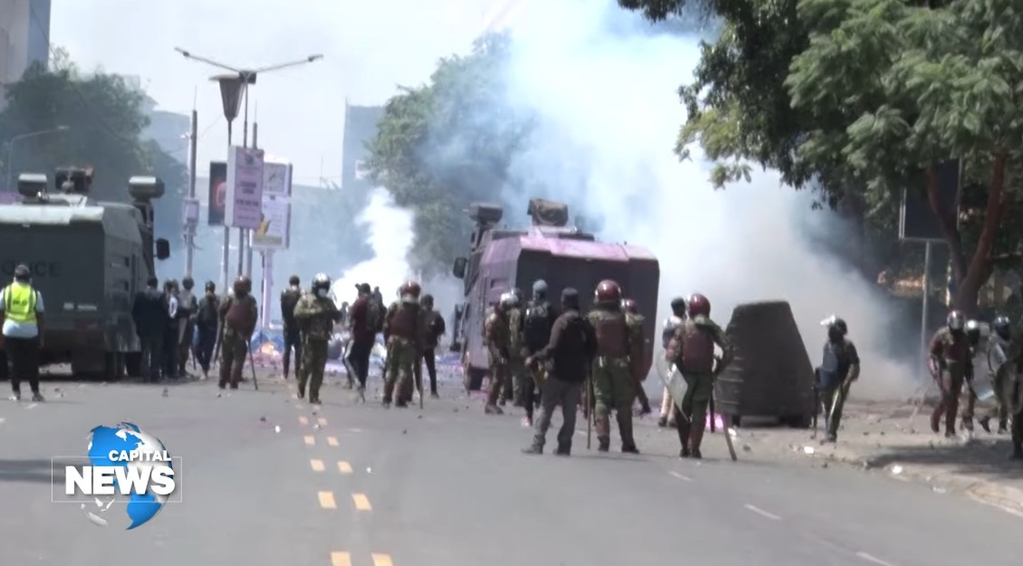 Tear gas used against Kenya budget protests, June 26, 2024. Image from Wikimedia/Capital FM Kenya